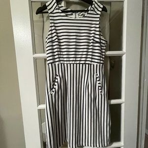 White and Navy Blue shift dress